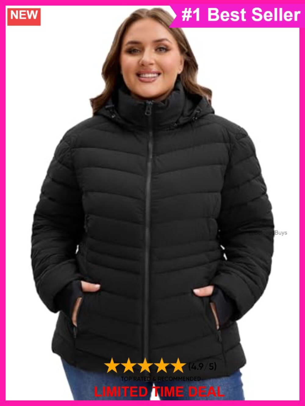 Women's Plus Size Lightweight Puffer Jacket Down Alternative Quilted Hooded